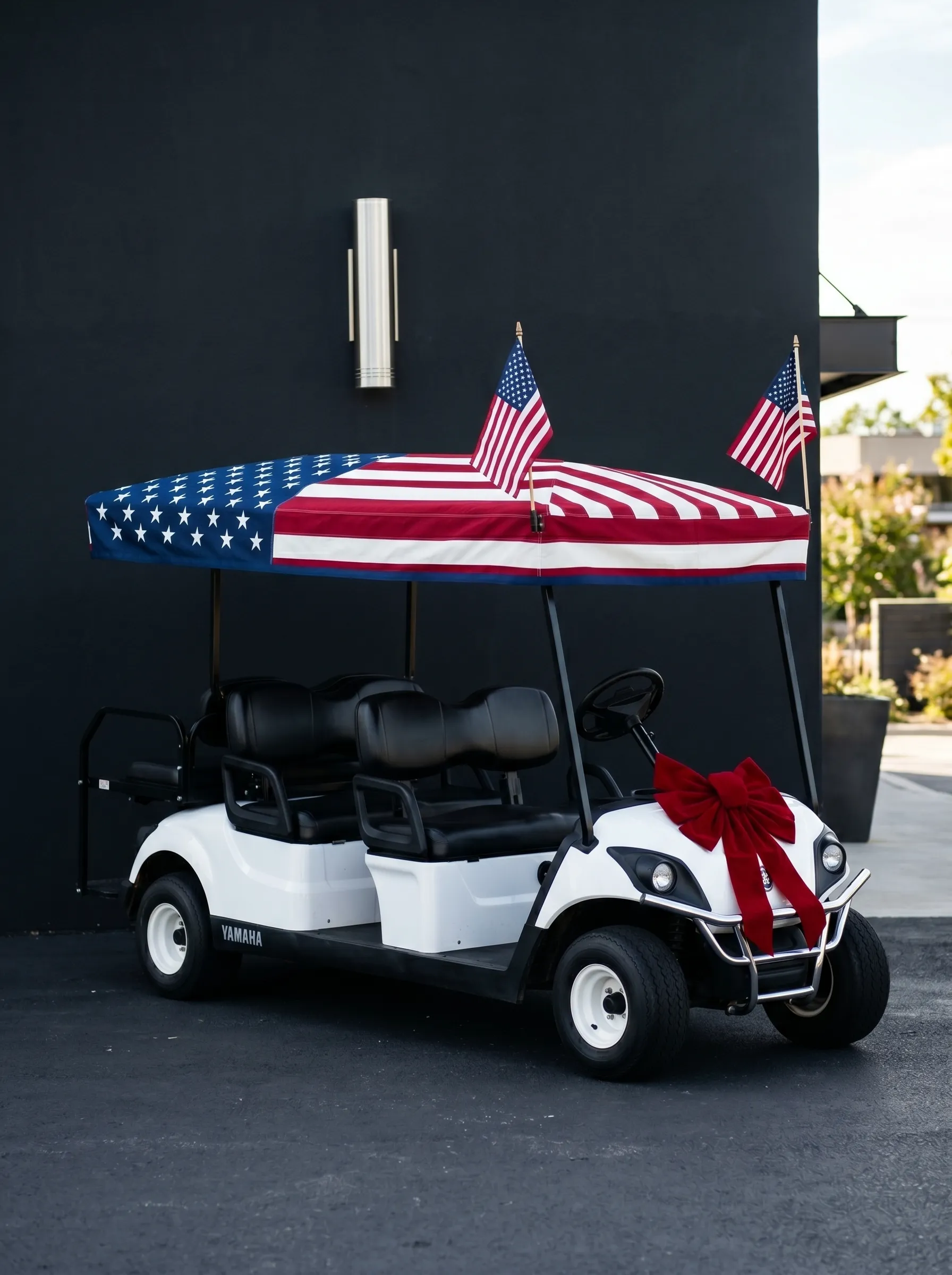 The Flag Canopy Cover With Flags and Bow
