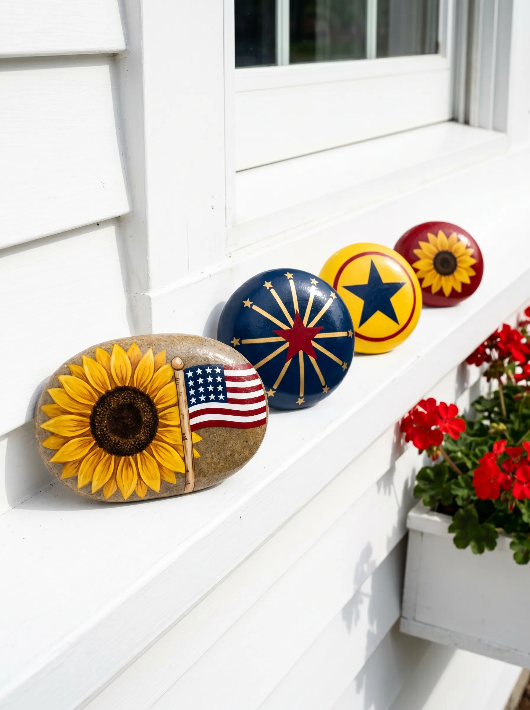 The Sunflower and Patriotic Windowsill Row