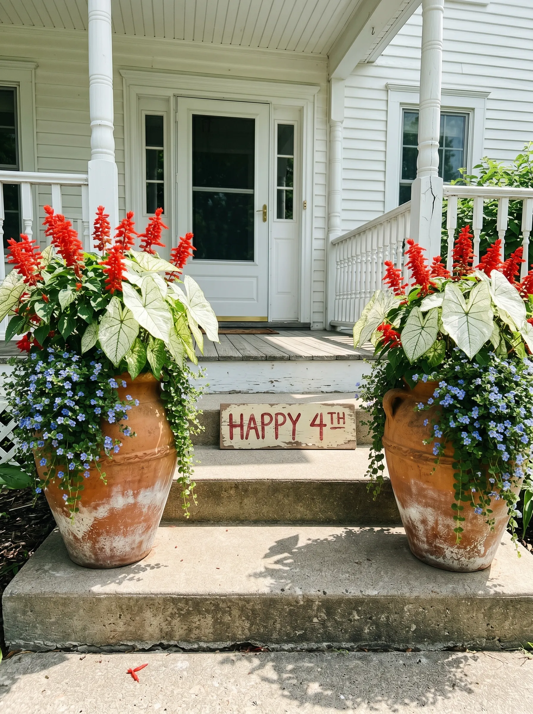 The Terracotta Stair Porch That Lets Caladiums Do the Heavy Lifting