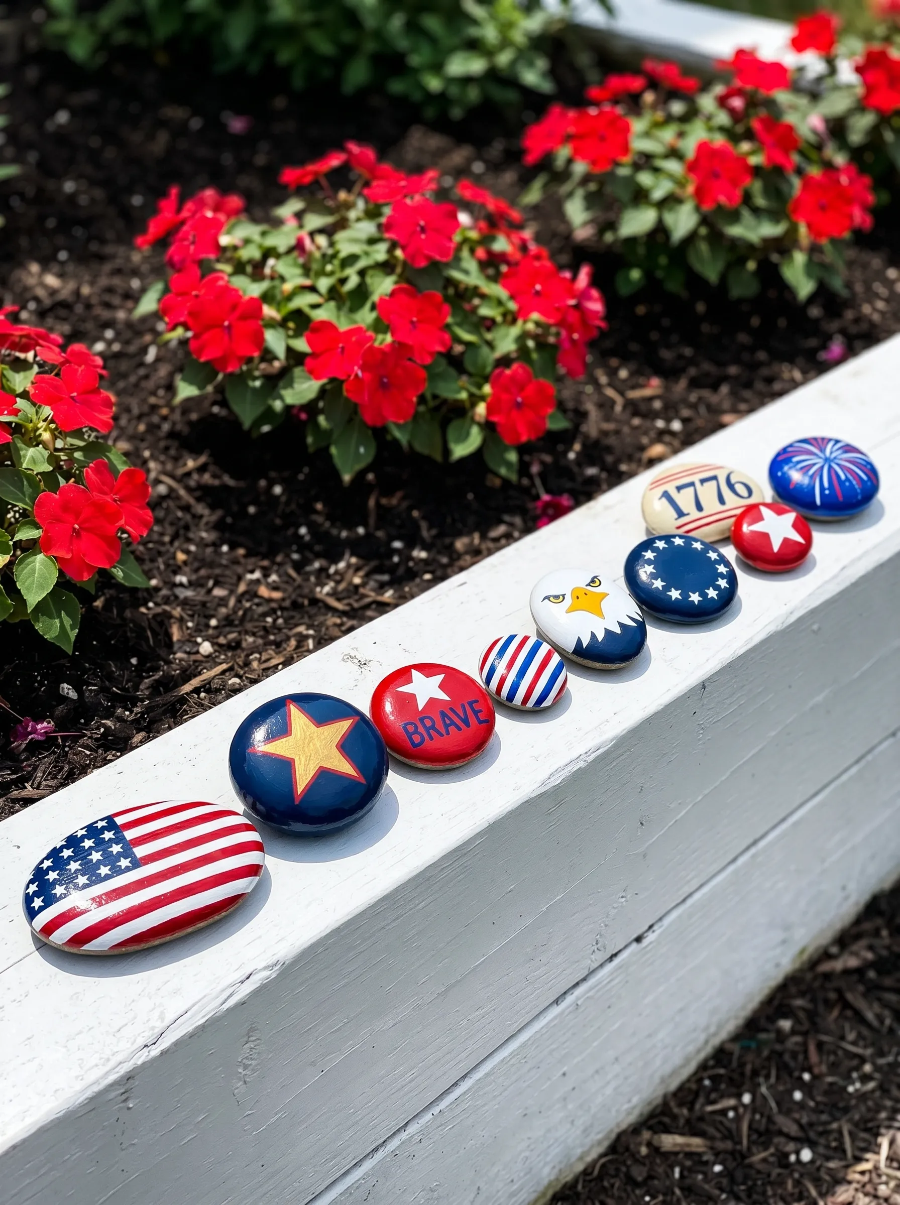 The Painted Rock Garden Border Row With Varying Motifs