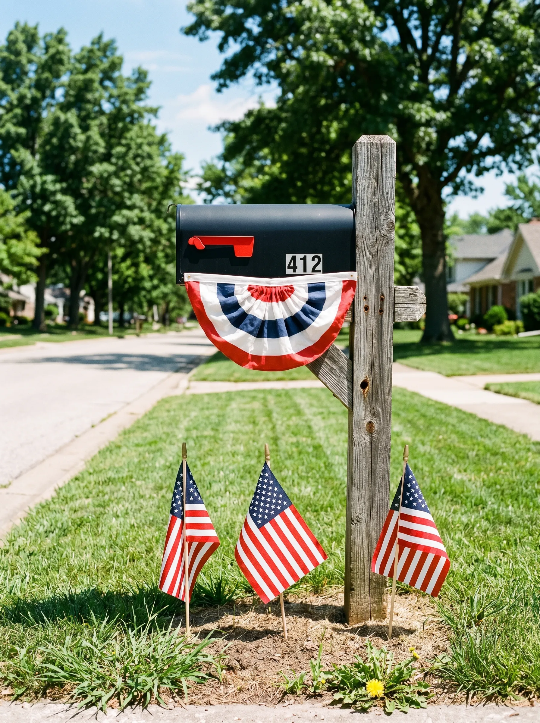 The Mailbox Bunting With Flag Trio