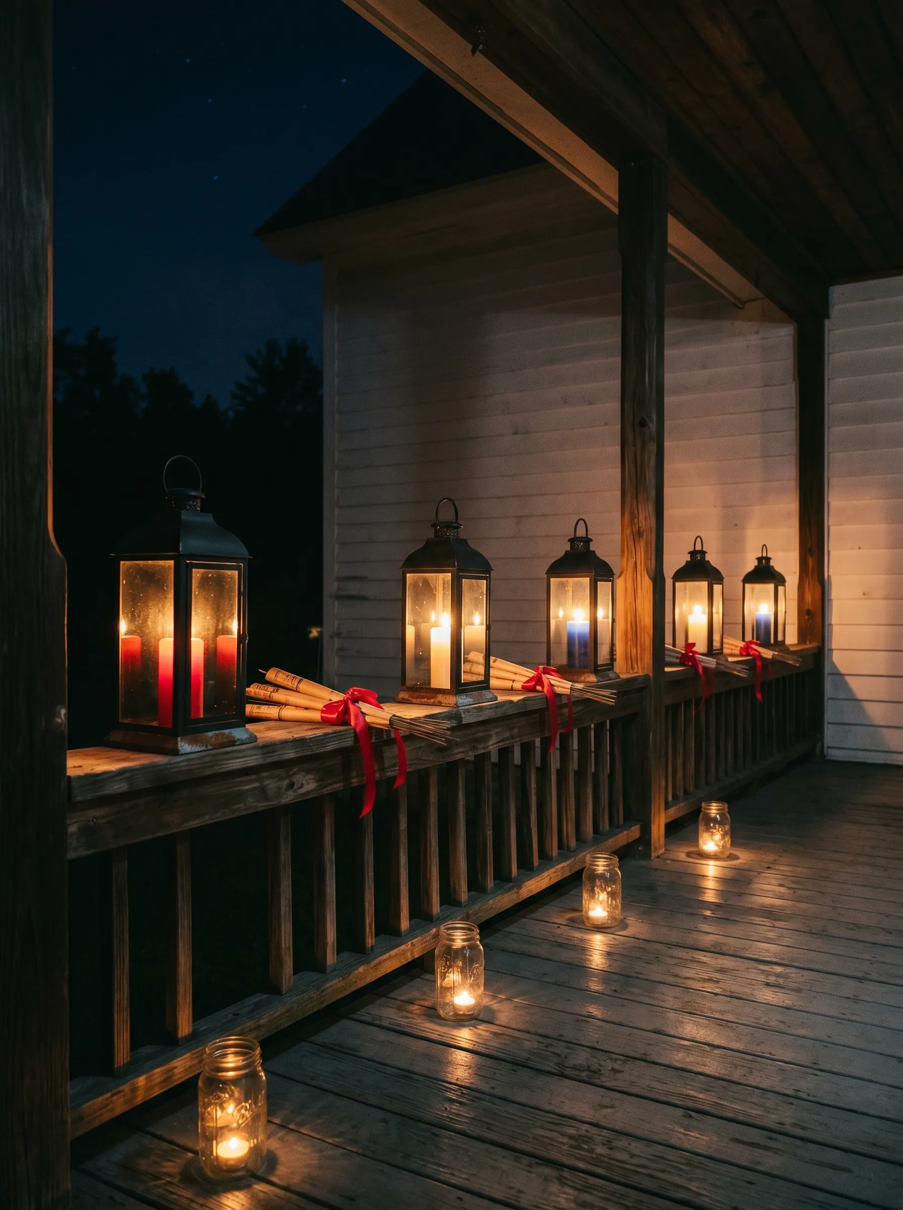 The All-Lantern Railing That Makes Candle Fire the Only Decoration