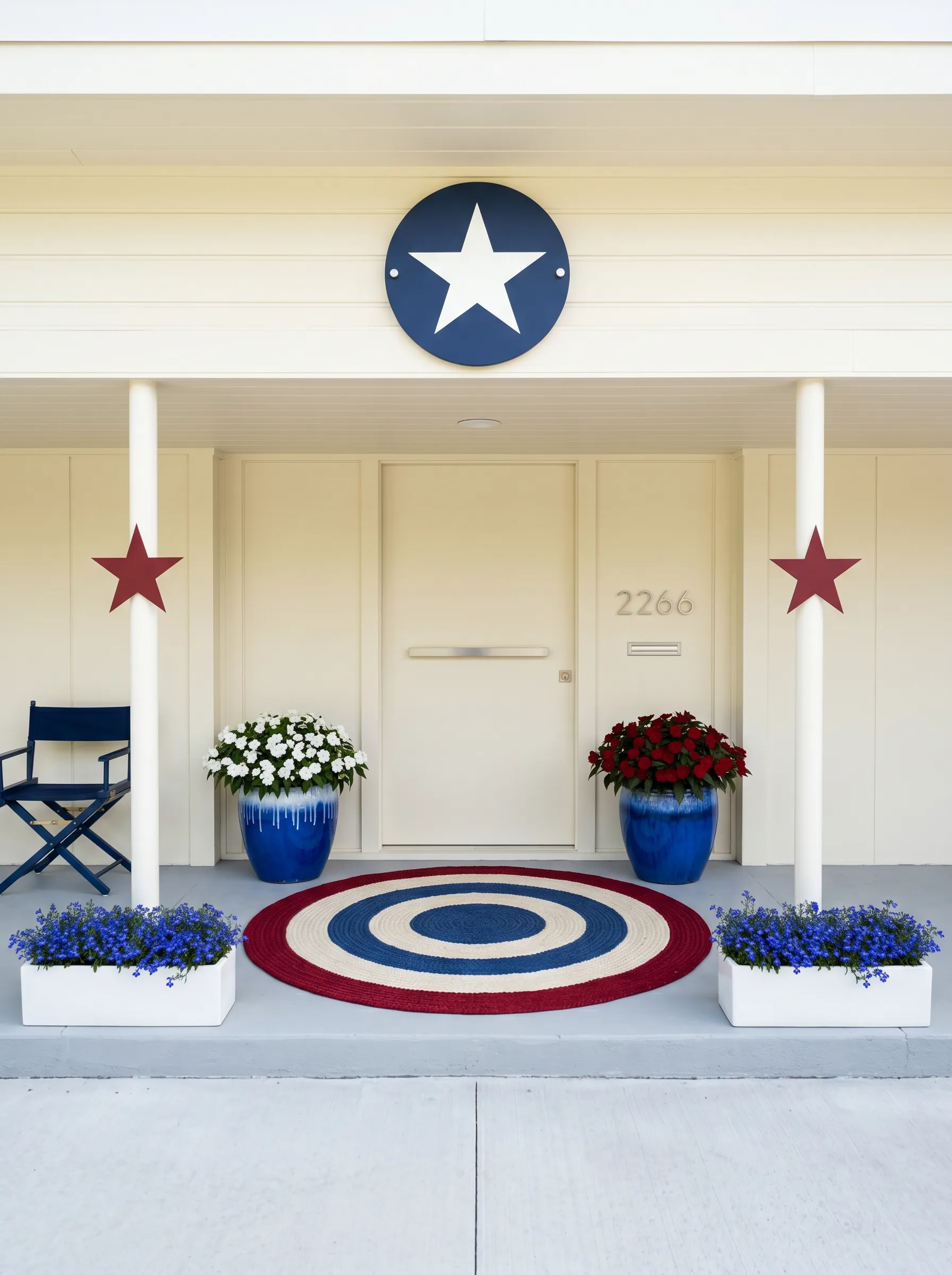 The Mod Star Porch Built on a Round Rug