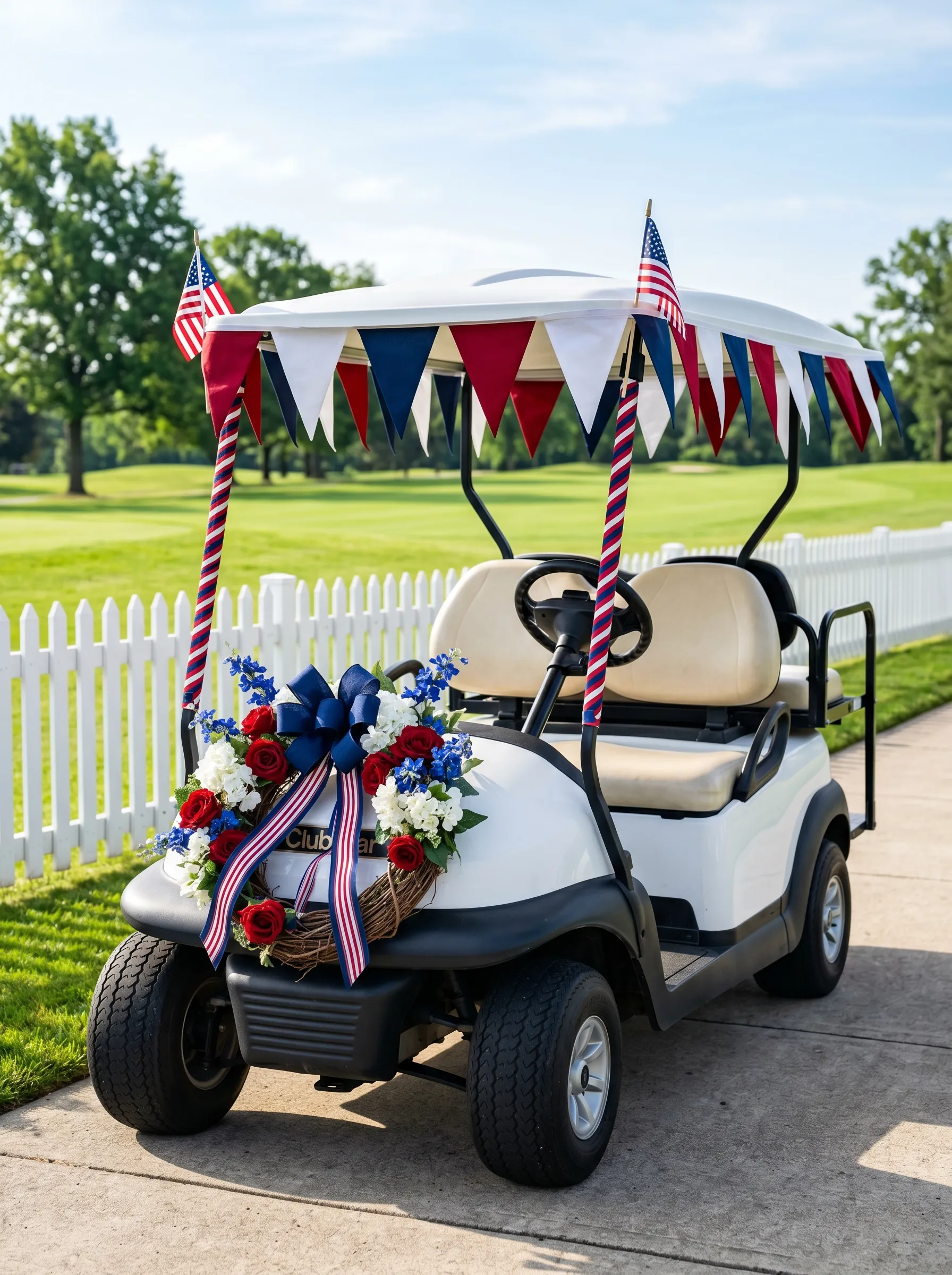 The Simple Club Car With Pennant and Wreath