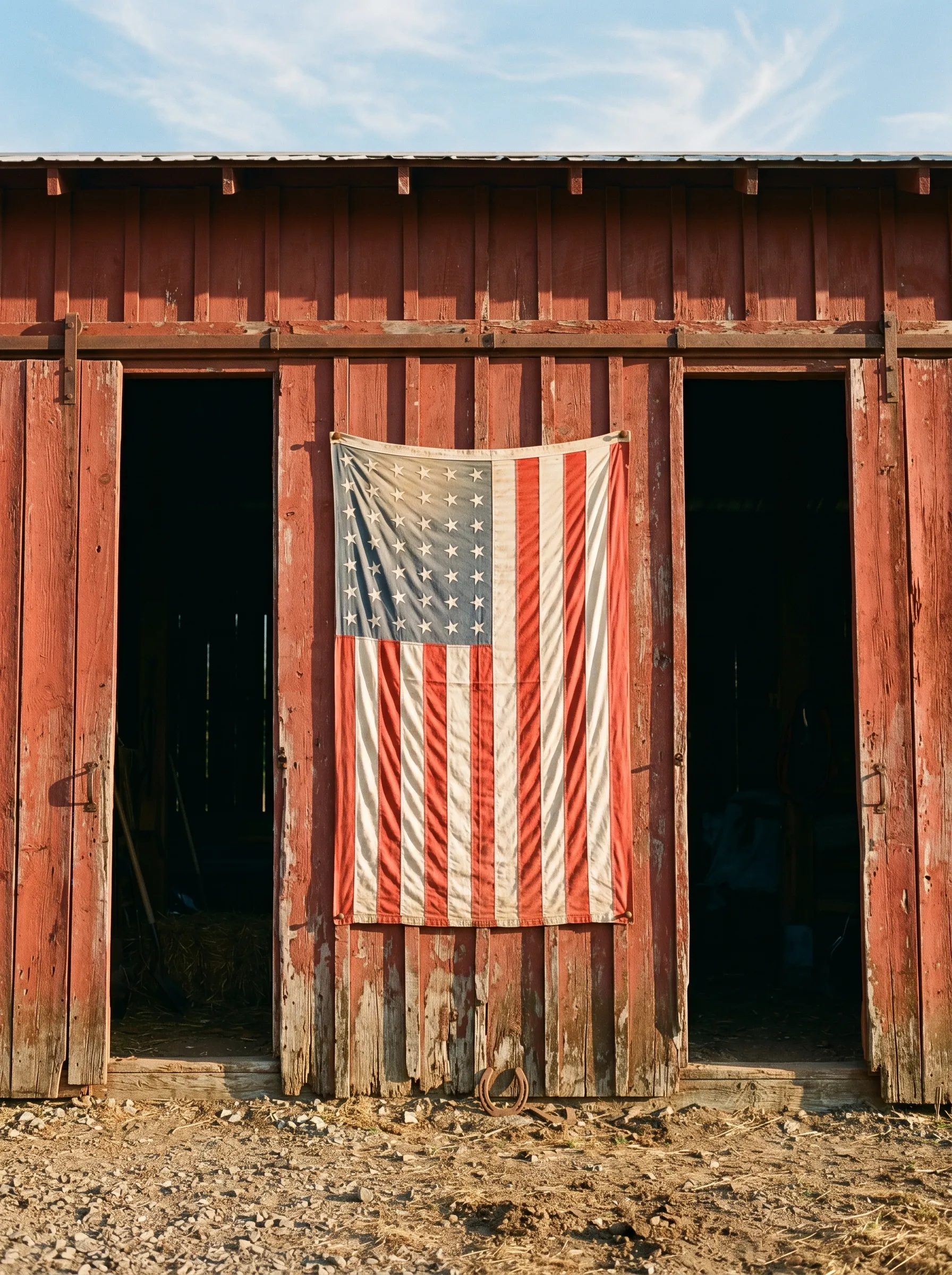 The Distressed Flag on the Red Barn