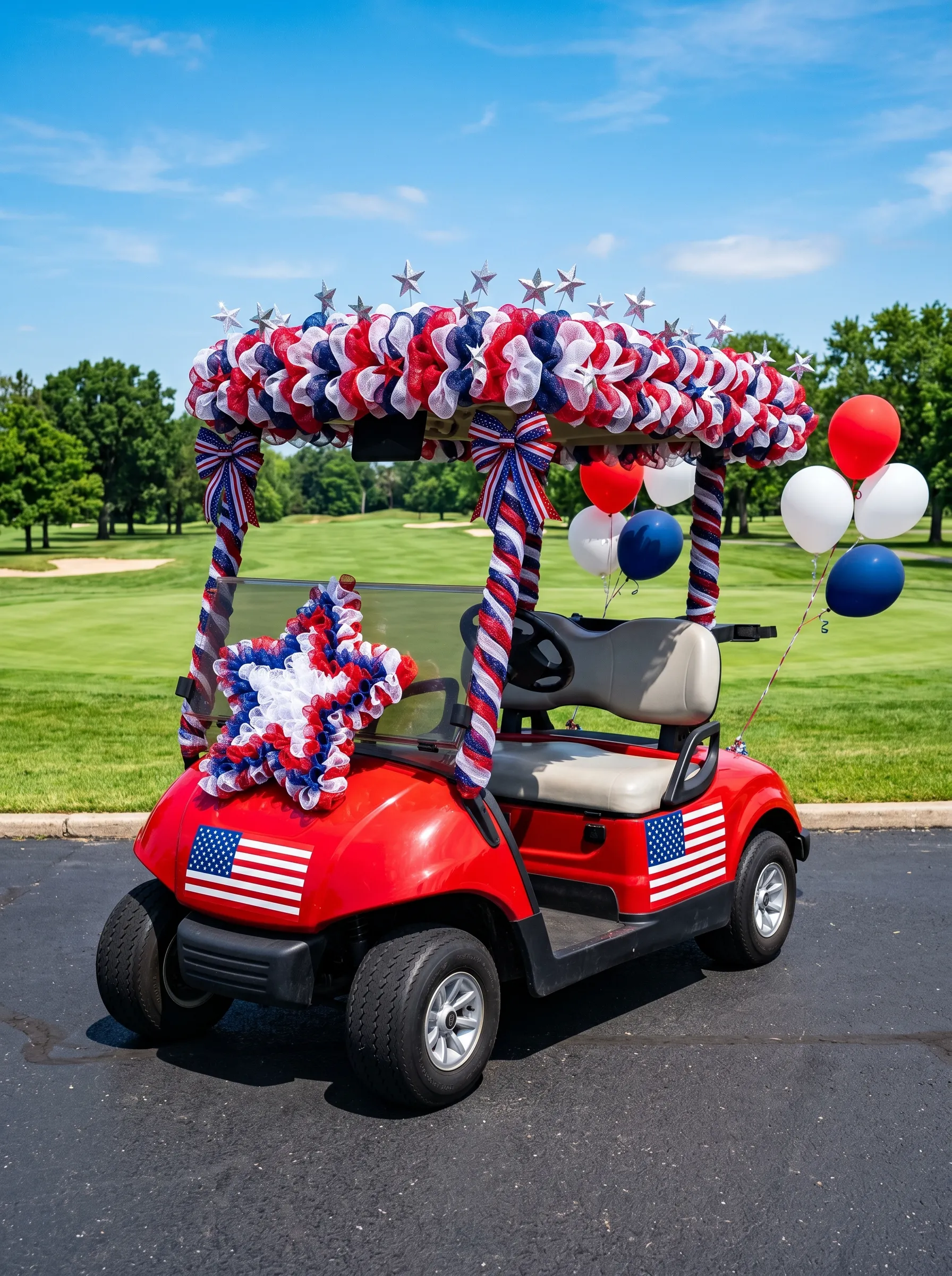 The Red Cart With Deco Mesh Frame