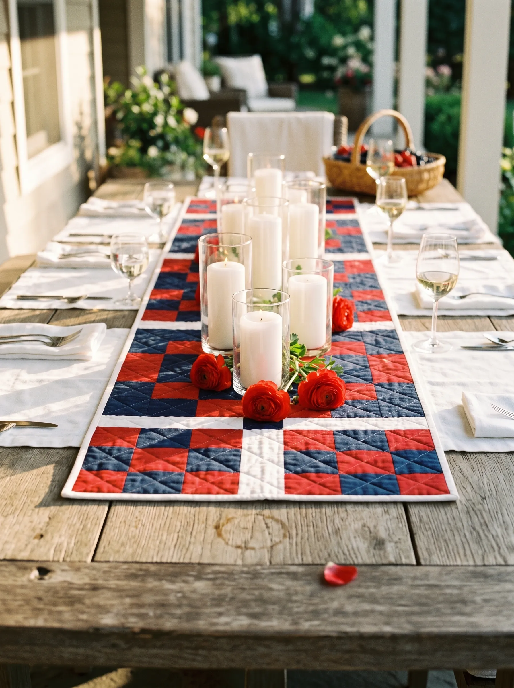 The Pottery Barn-Style Quilted Checkerboard Runner for the Alfresco Dinner Party