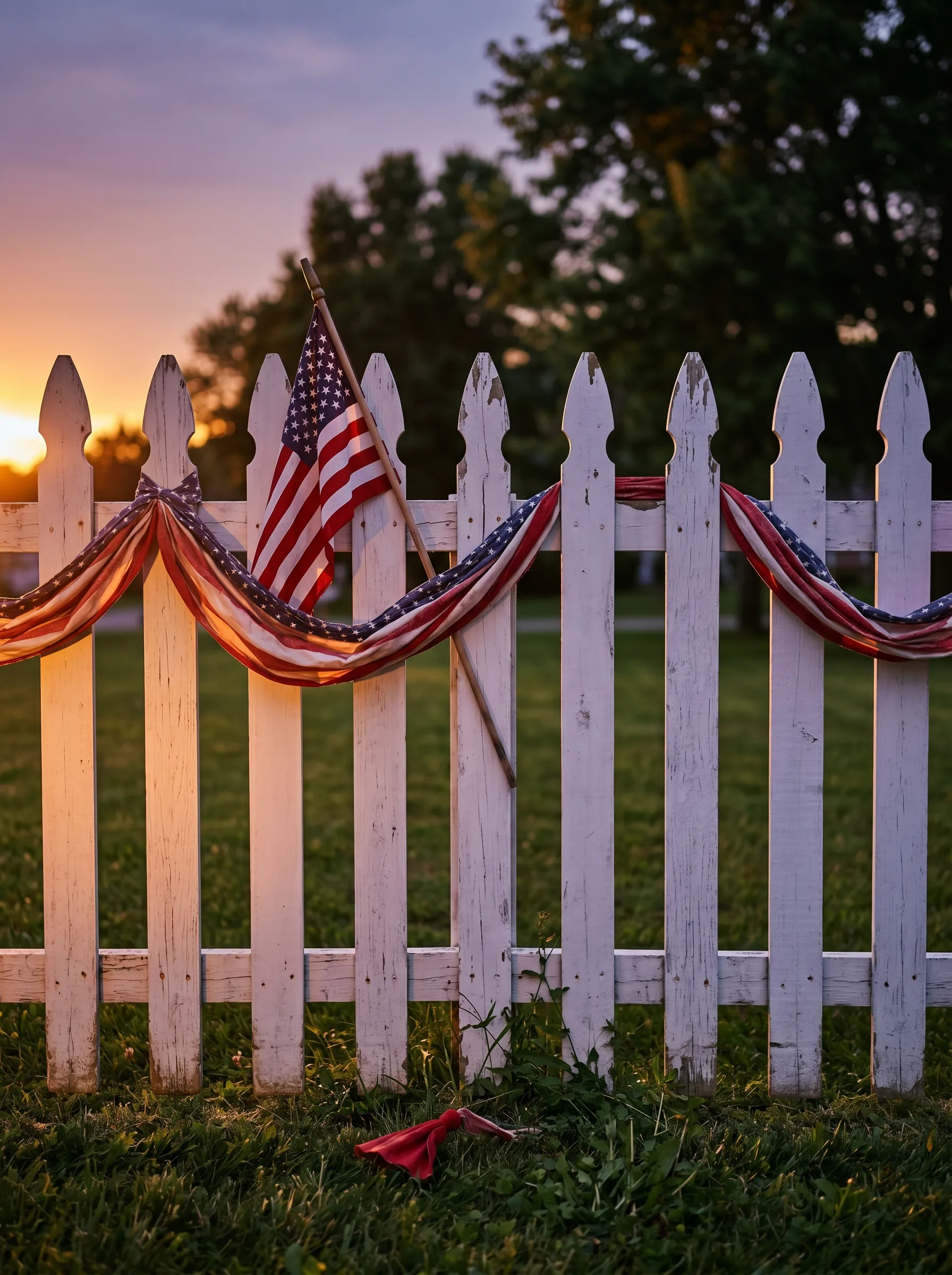 The Weathered Picket Fence at Sunset