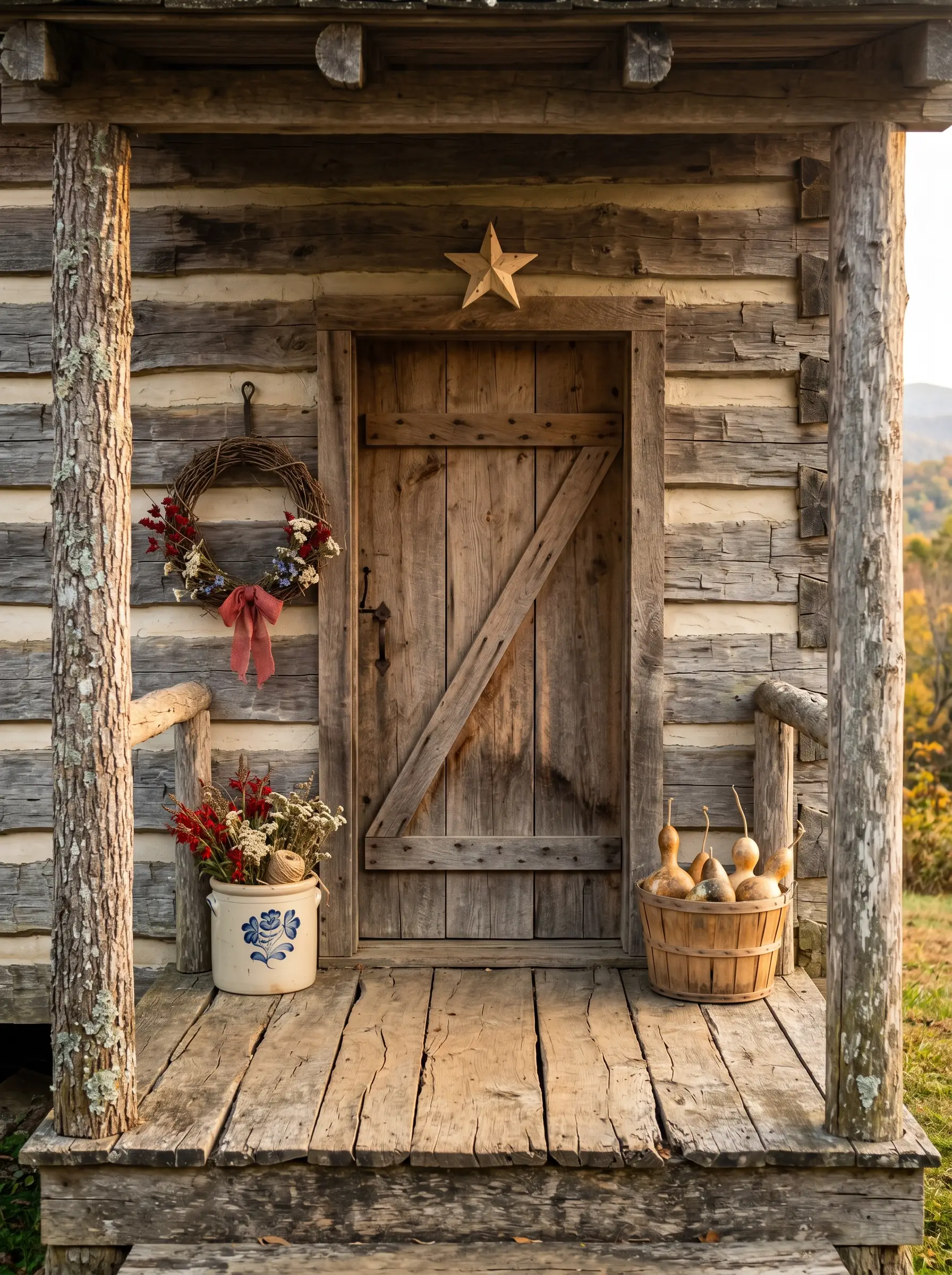The Southern Clapboard Porch That Puts a Stoneware Crock Center Stage