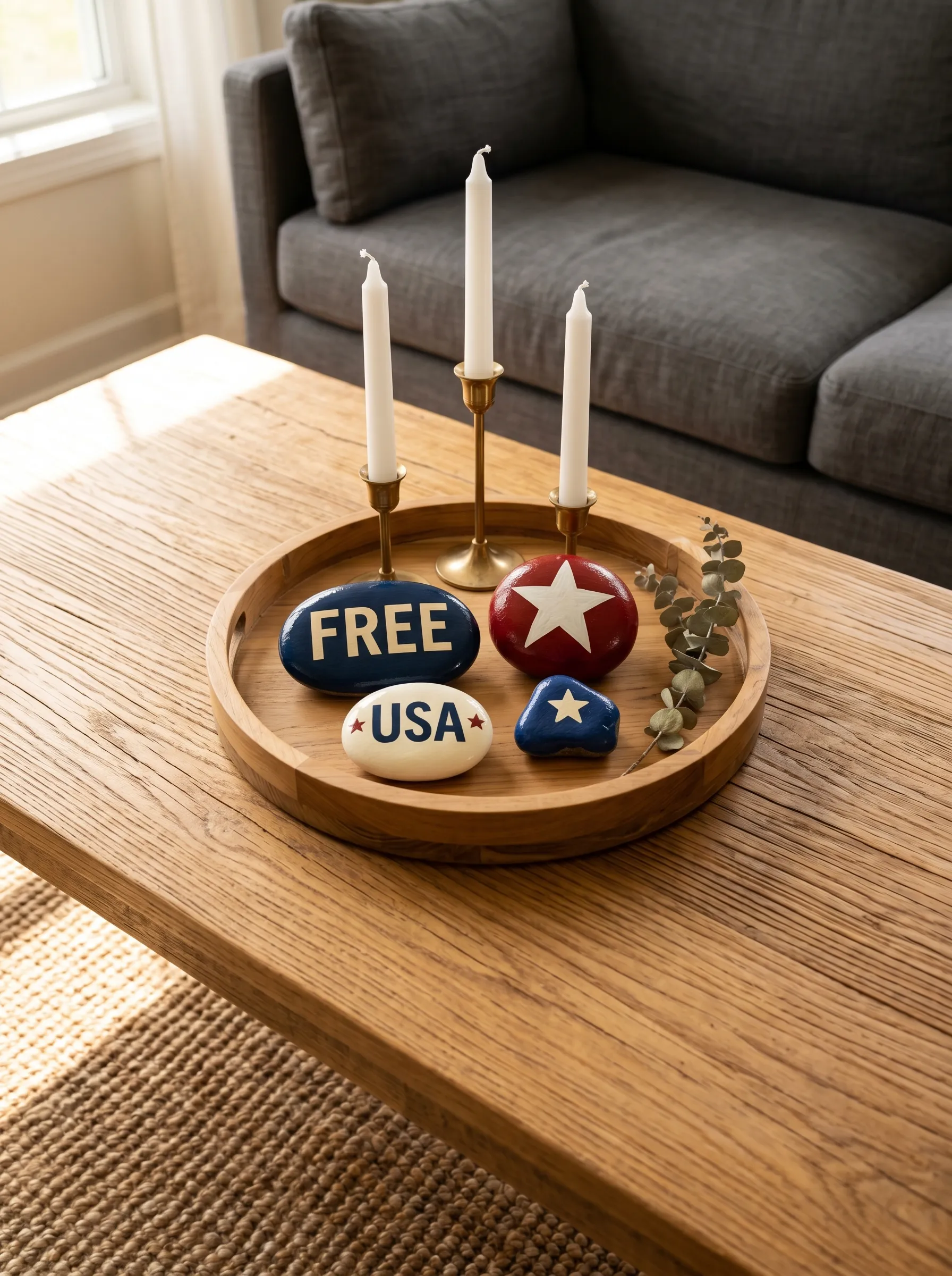 The Painted Rock Coffee Table Tray Vignette