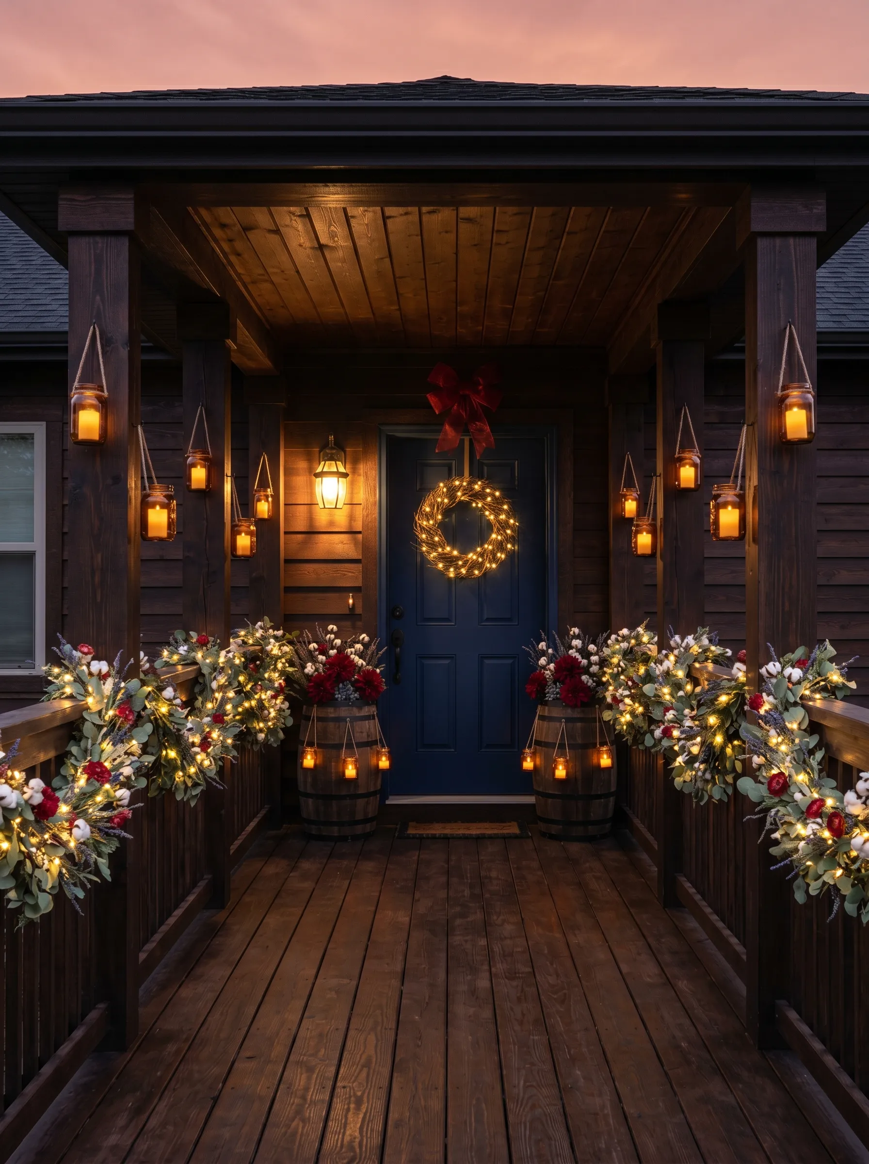 The Dark Wood Porch That Goes Warm and Candlelit