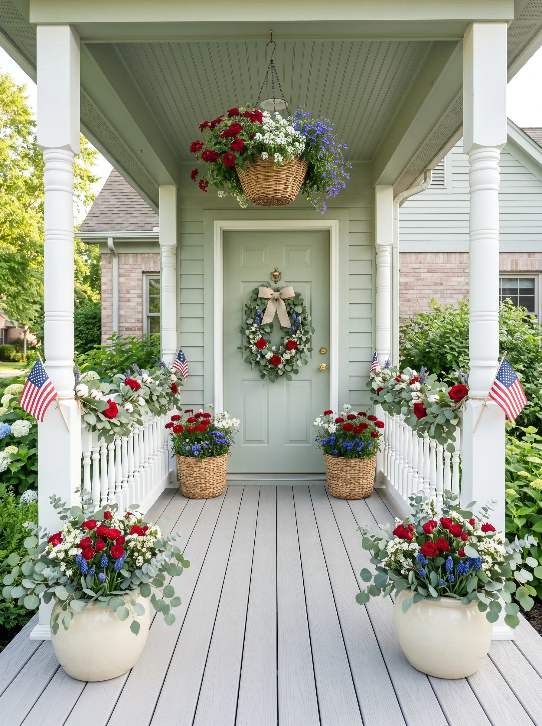 The Sage Green Cottage That Earns Its Patriotism Quietly