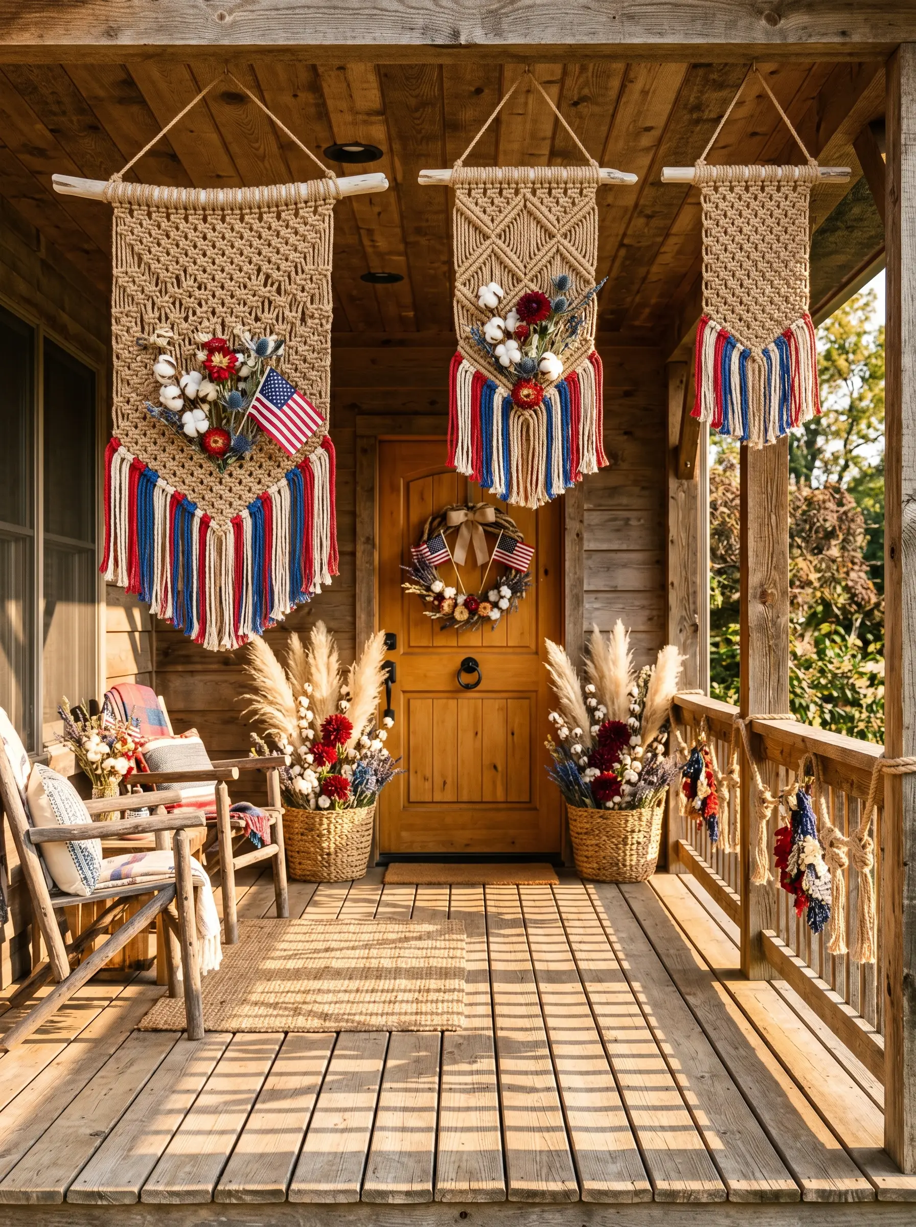 The Cabin Macramé Porch That Tells the Holiday Through Fiber Art
