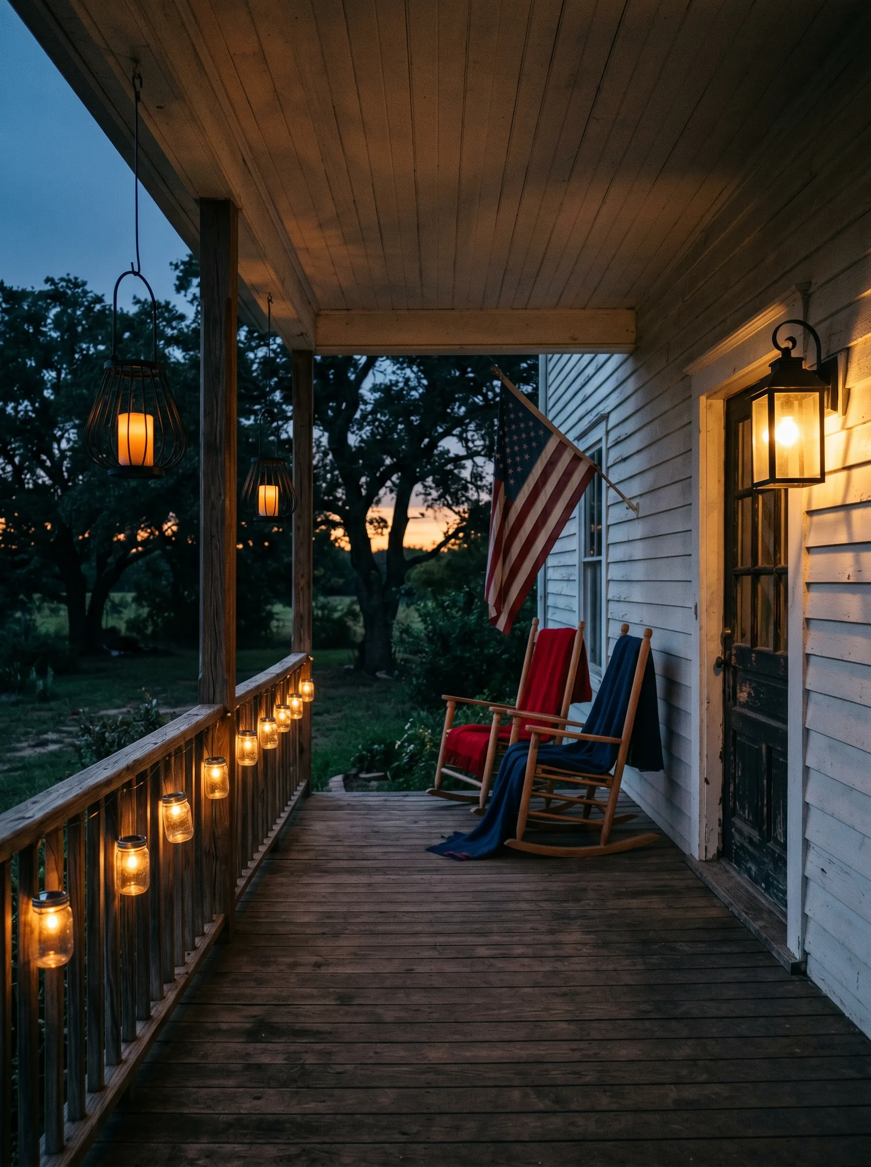 The Quiet Farmhouse Porch That Gets Dark Correctly