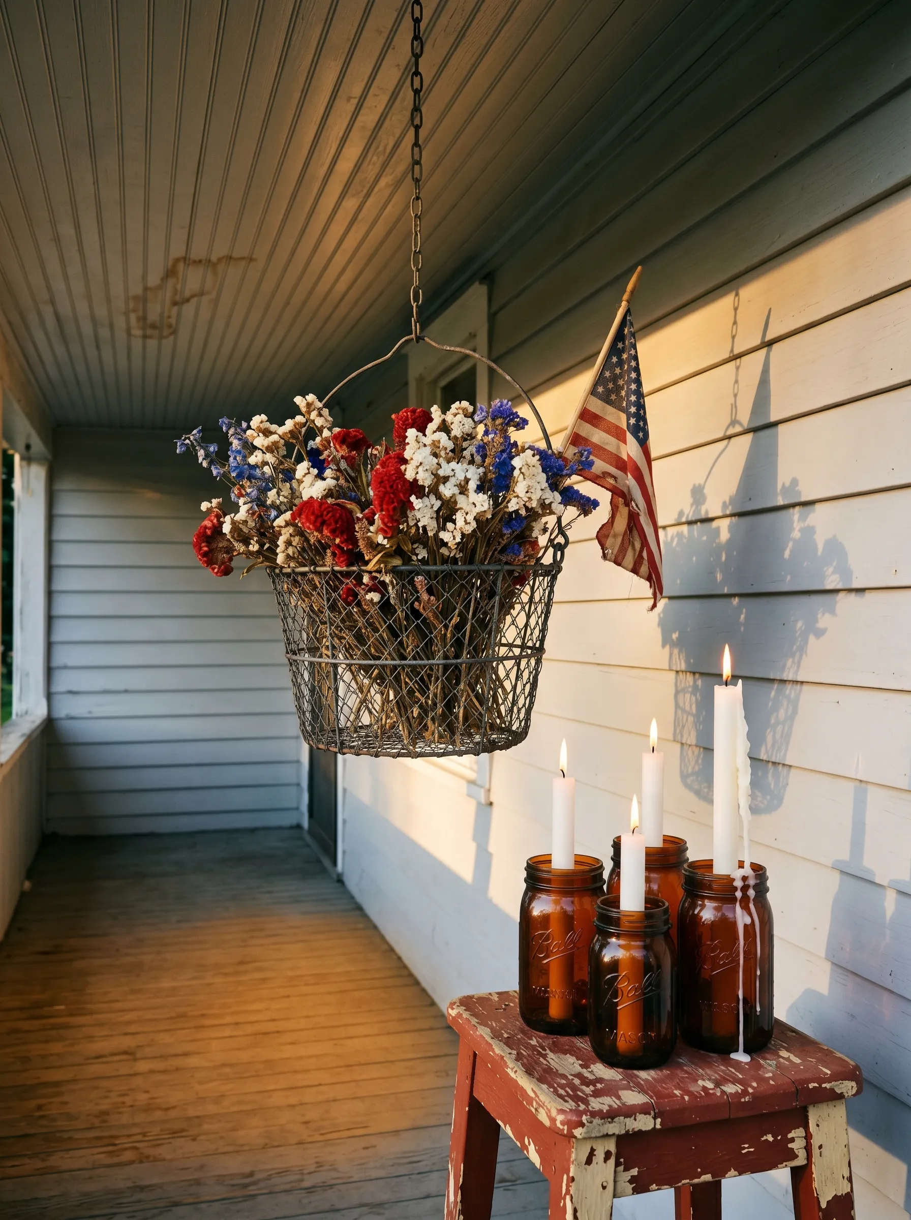 The Wire Basket Dried Flower Porch That Makes the Fourth Feel Ancient