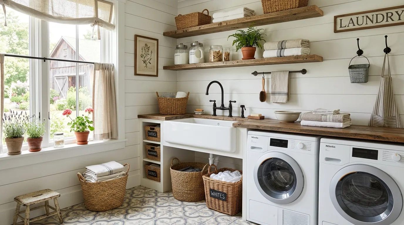 Farmhouse Laundry Room Ideas for People Who Think a Utility Closet Should Have Feelings