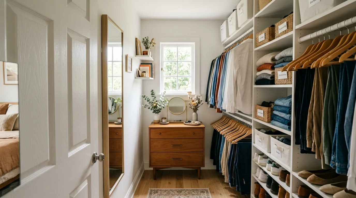 Small Walk-In Closet Ideas for People Who Own Too Many Sweaters and Zero System