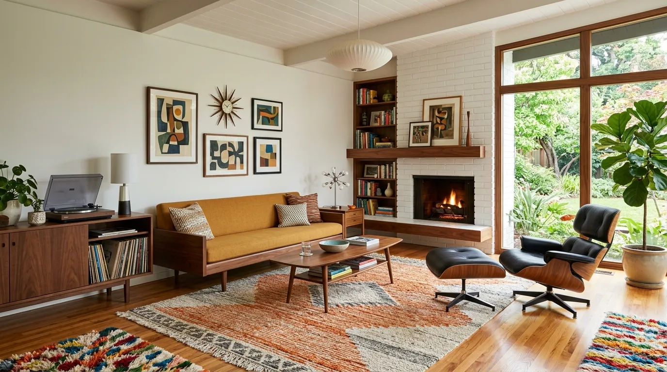 Mid-Century Modern Living Room Ideas for People Who Think Beige Is a Personality