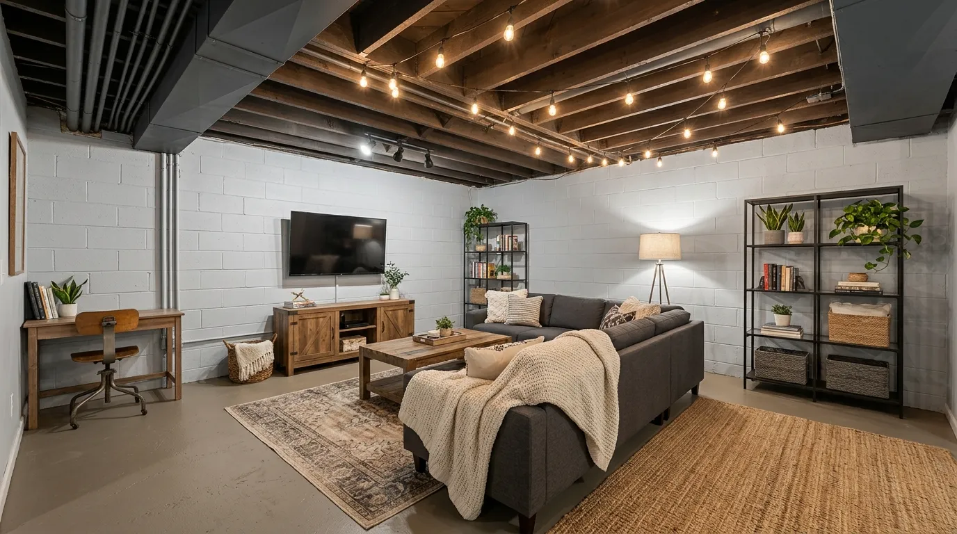 Unfinished Basement Ideas for People Who Keep Saying “Once We Finish It”