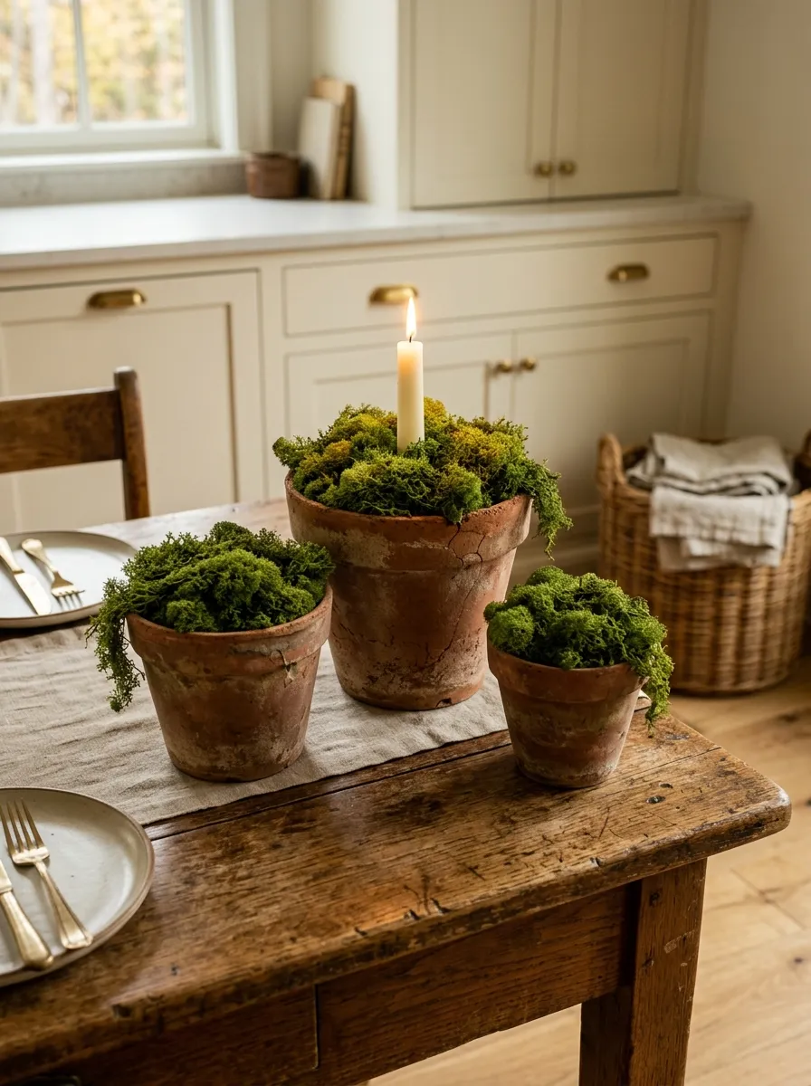 15. Terracotta Pots with Moss