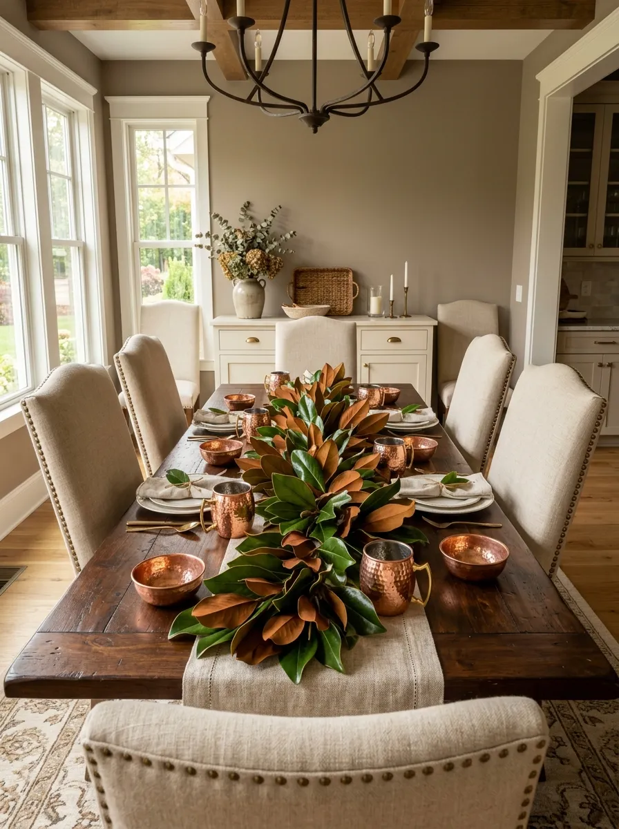 20. Magnolia Leaves and Copper Accents