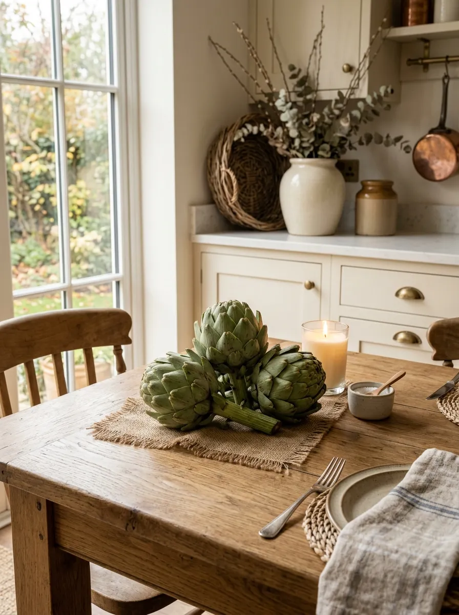 9. Artichokes on a Burlap Mat