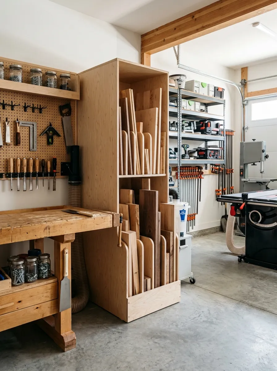 A Scrap Wood Cutting Station With Built-In Storage