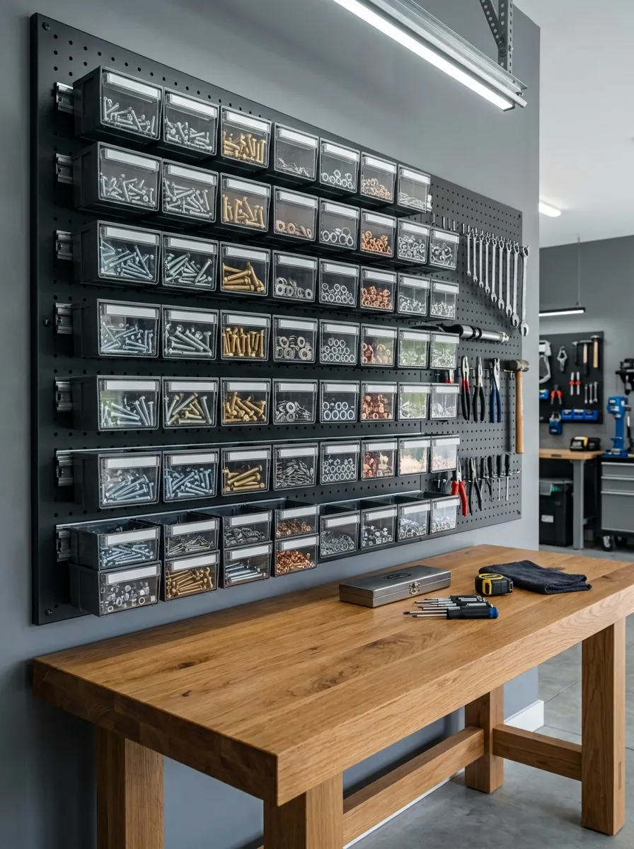 A Small Parts Organizer Wall for Screws and Bolts