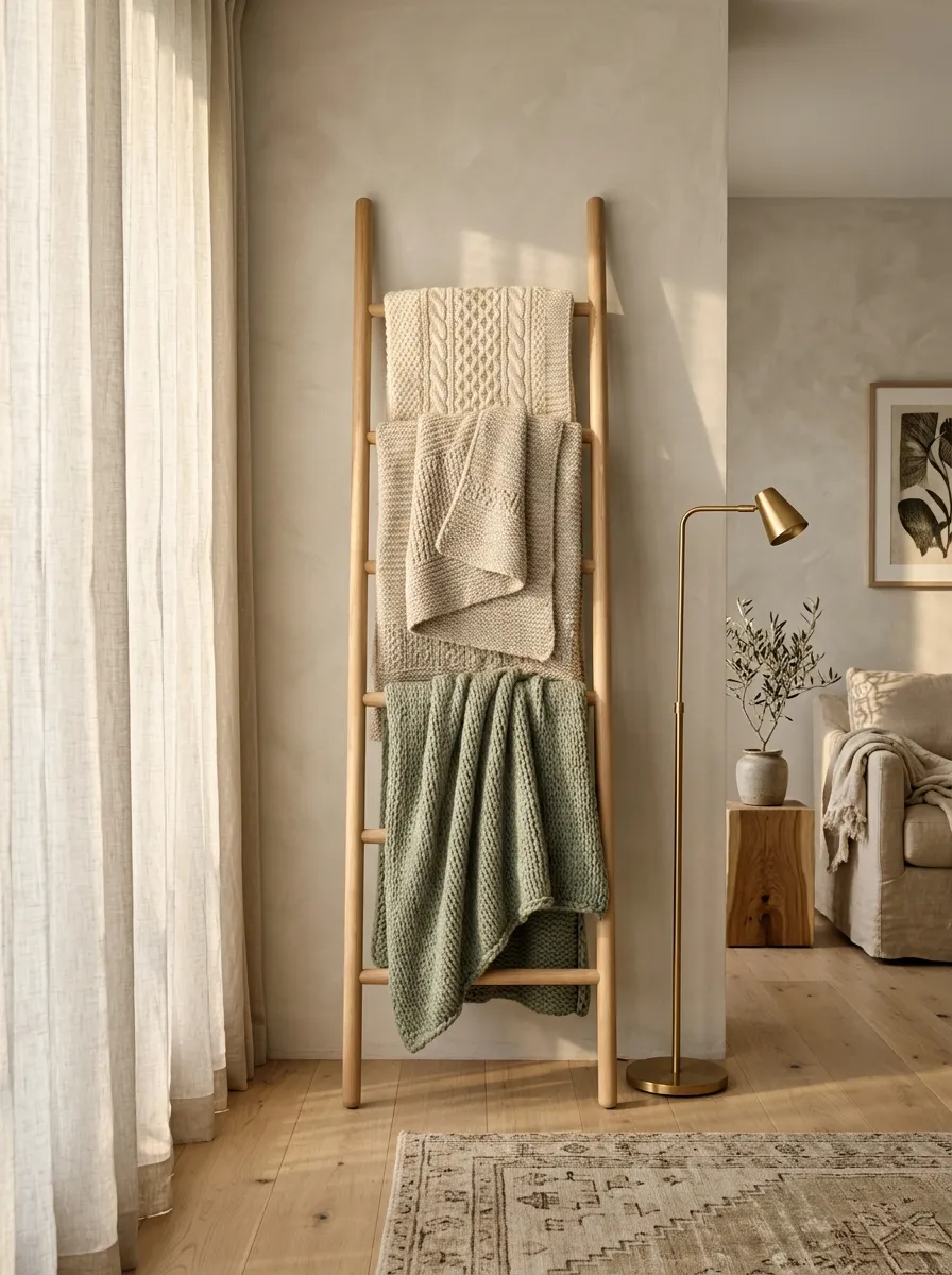 Add a Chunky Knit Blanket Ladder