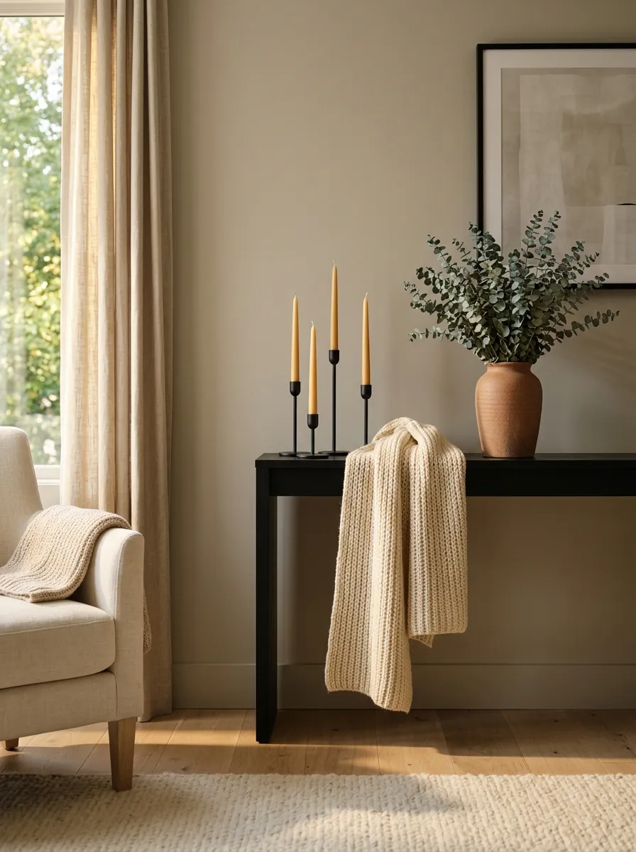 Add a Faux Mantel Scarf to a Fake or Nonexistent Fireplace