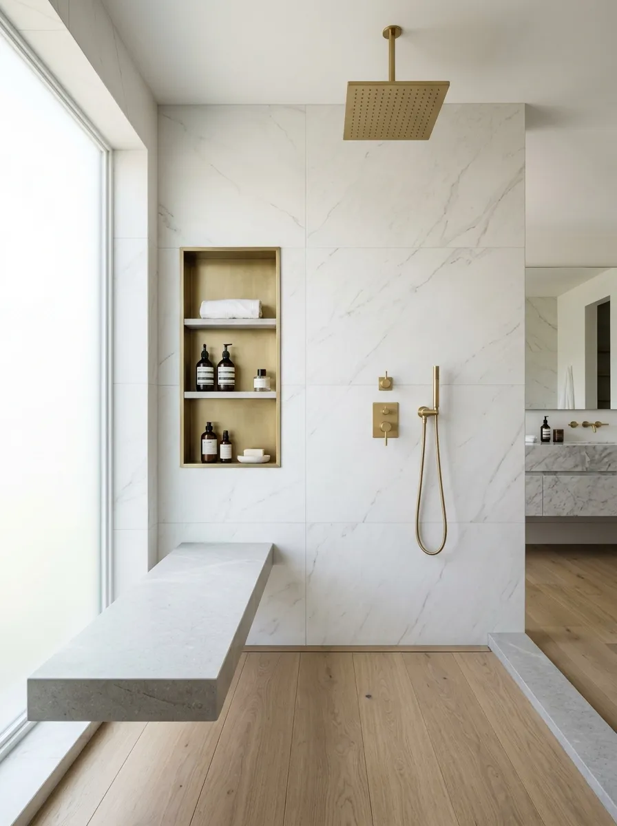 Add a floating bench instead of a bulky built-in seat