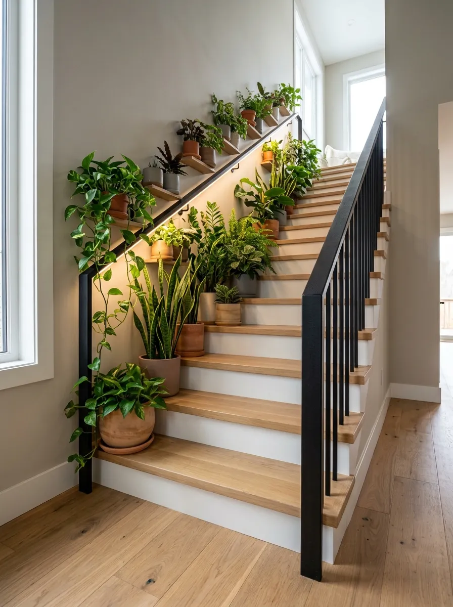 Add A Slim LED Grow Light Under The Handrail