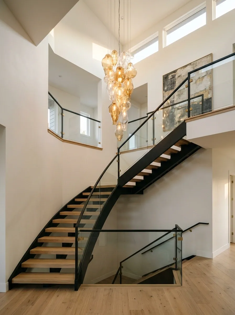 Add a Statement Pendant Where the Stairwell Has Extra Height