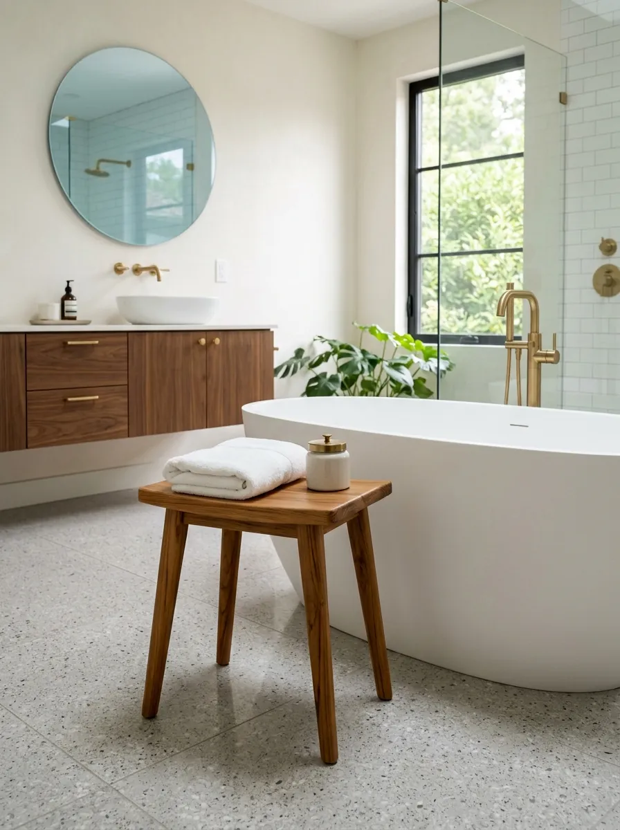 Add a Teak Stool for Warmth and Function