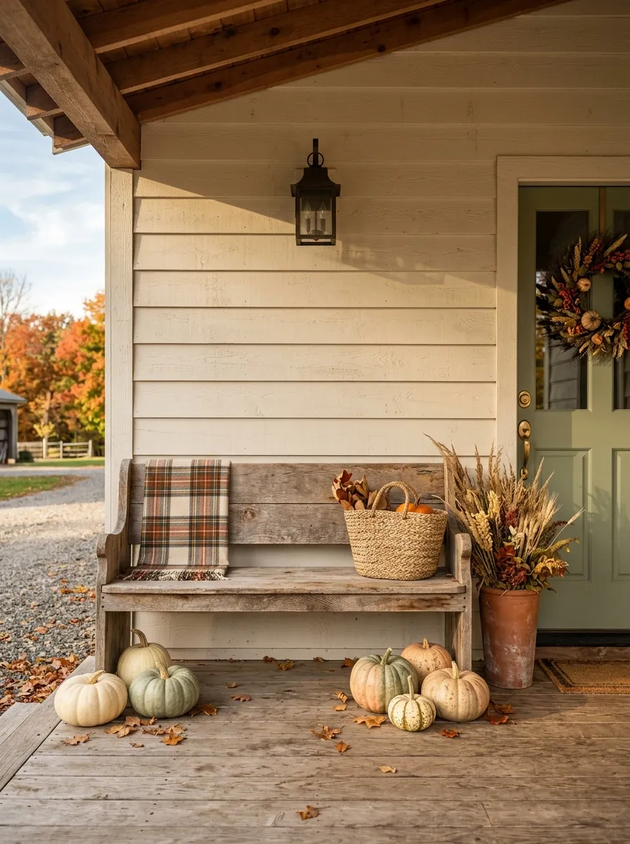 Add a Vintage Bench Under the Porch Wall