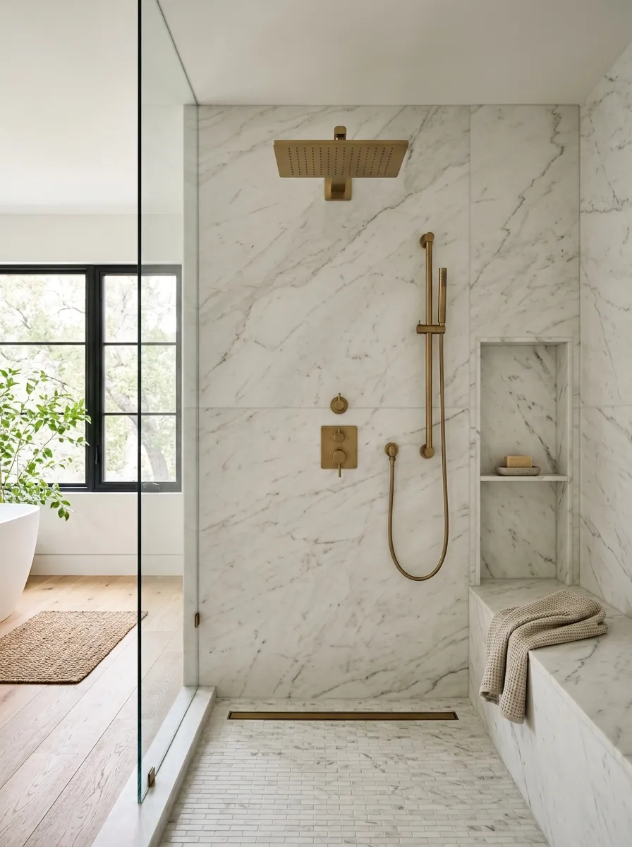 Add a wall-mounted handheld shower beside the main fixture