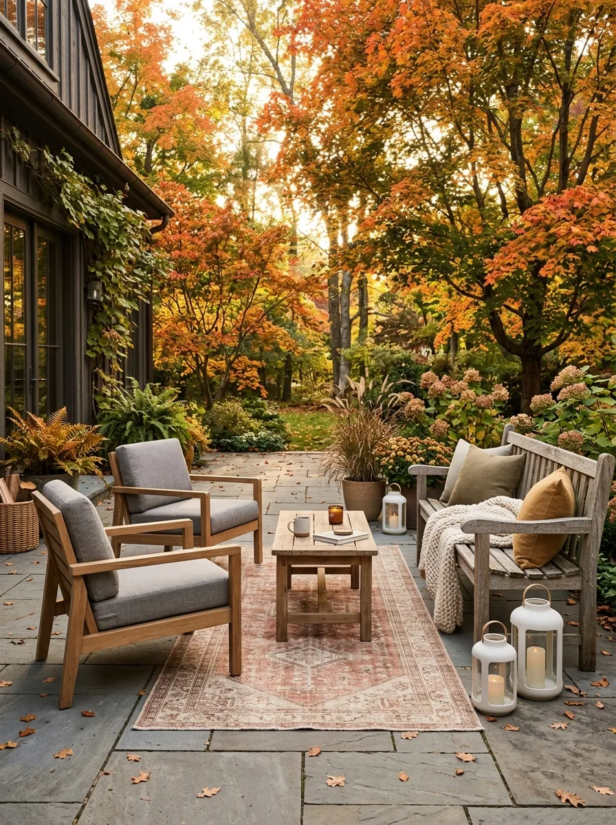 Add a Weather-Friendly Runner Under Outdoor Seating