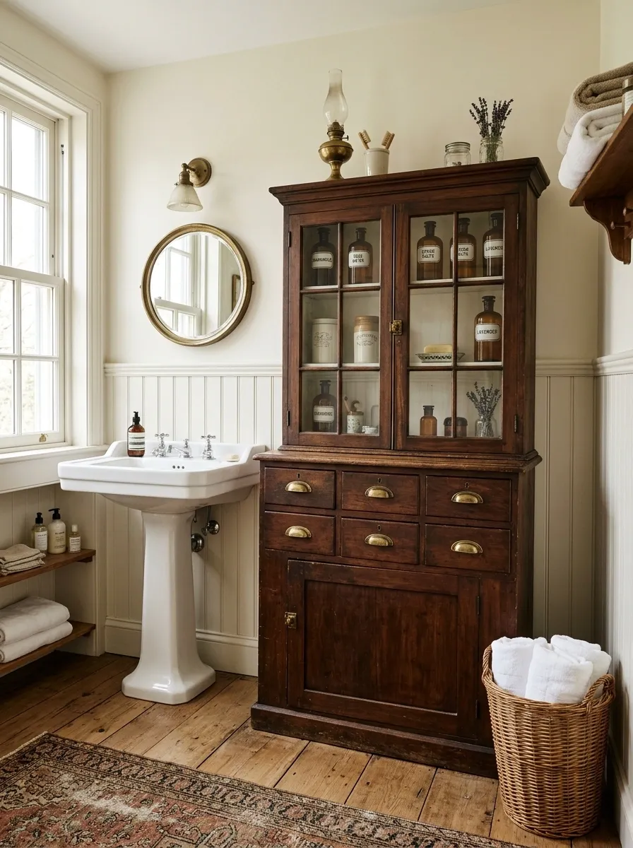 Add an Antique-Style Apothecary Cabinet for Storage