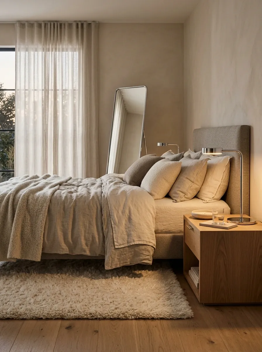 Add Chrome to a Soft Bedroom Without Losing Its Cozy Feel