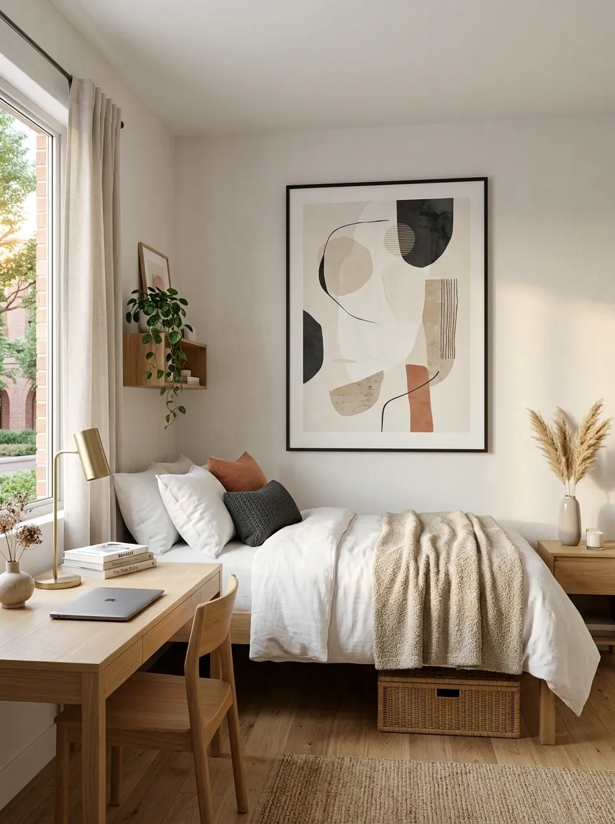 Add one oversized art print instead of many tiny ones