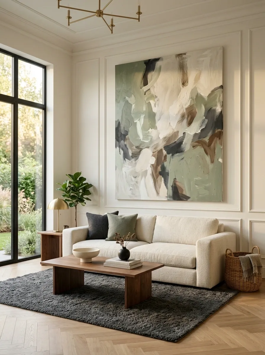 Add One Oversized Sage Artwork Instead of Many Small Pieces