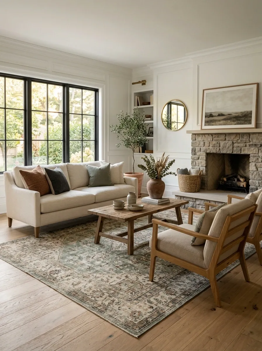 Add Sage Green Through a Vintage-Style Rug