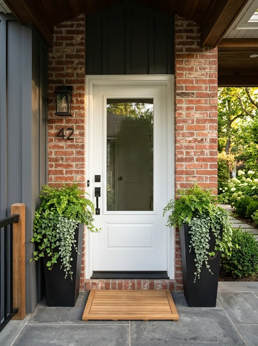 Anchor with tall, skinny planters