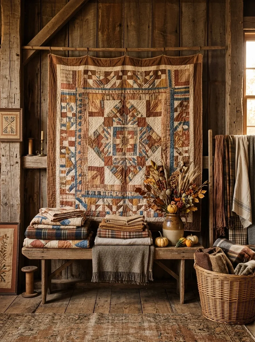 Antique Textile Shop in Autumn Colors