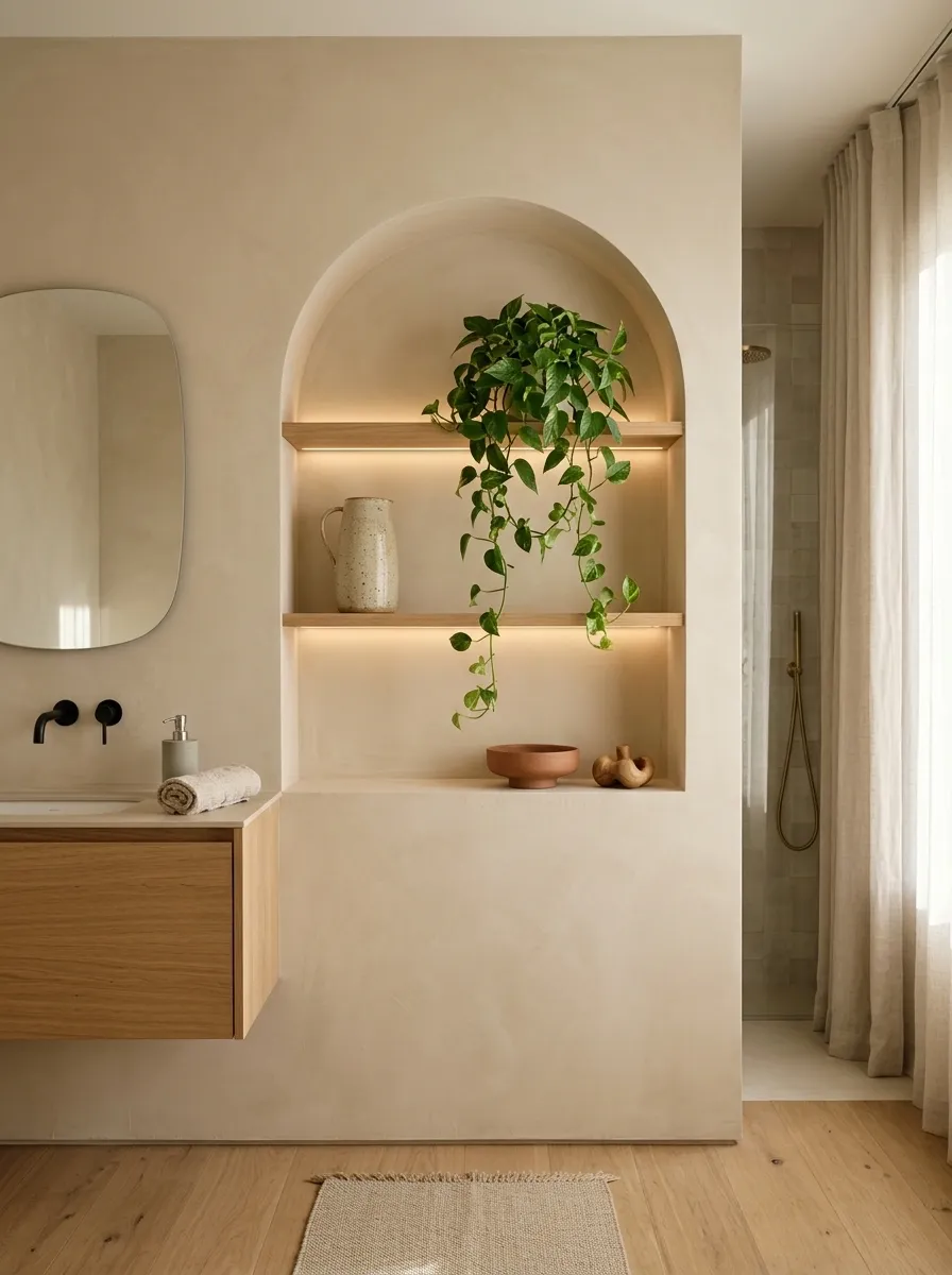Arched Alcove With Integrated Shelving