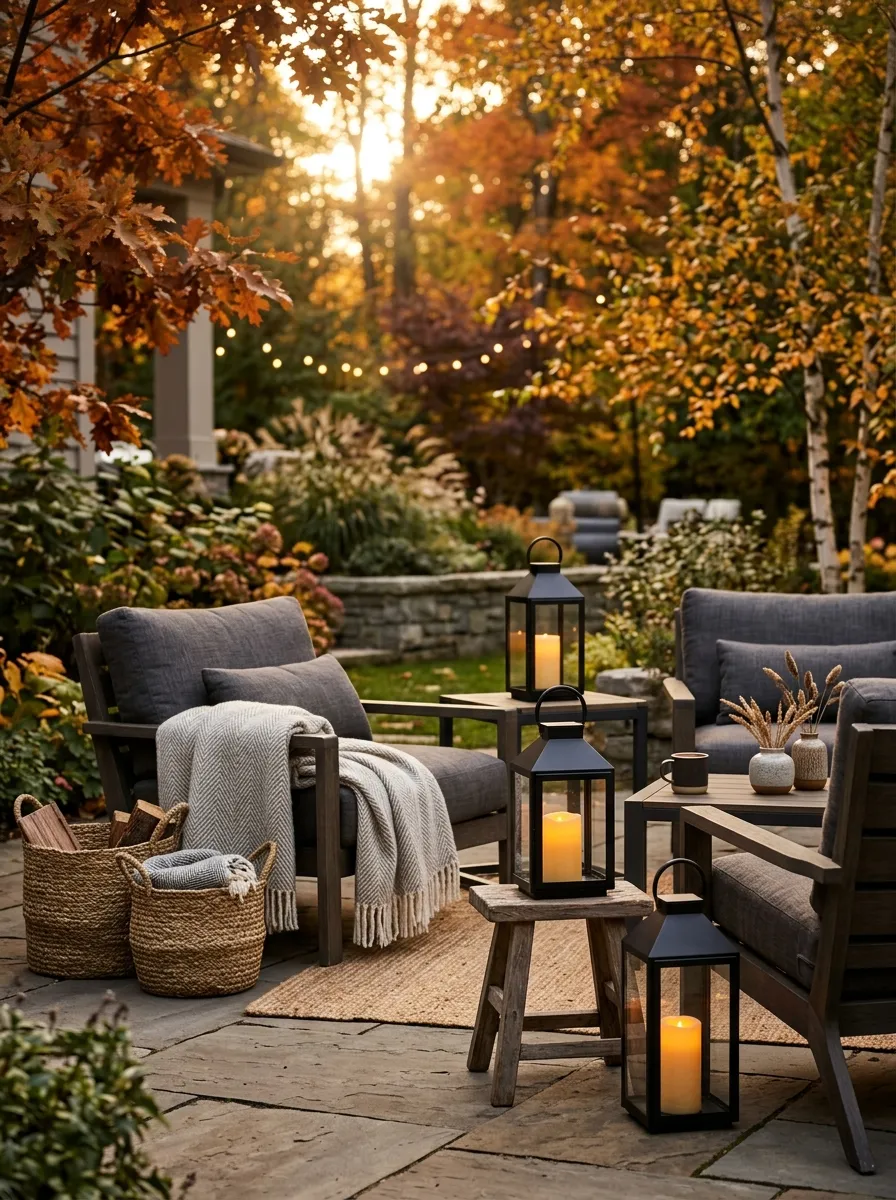 Arrange Lanterns at Different Heights Around the Seating