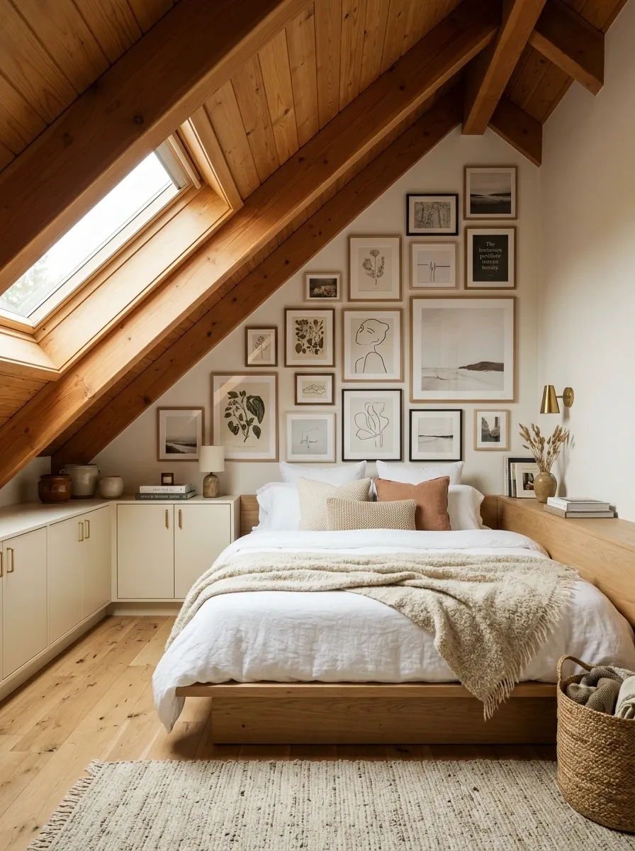 Attic Bedroom With Posters Following the Roofline