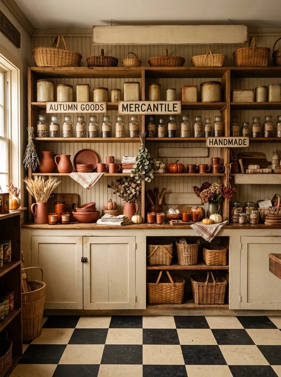 Autumn General Store With Checkerboard Floor