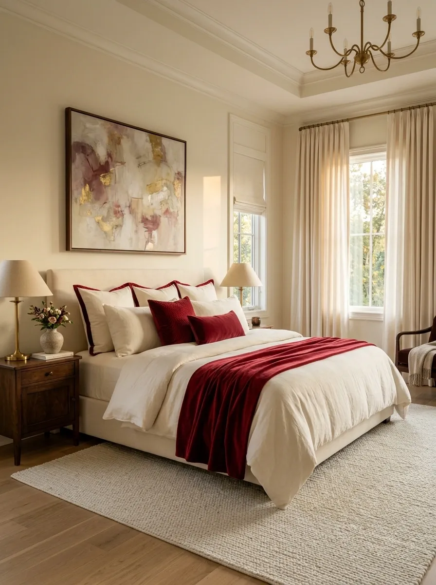 Balance Crimson With Warm Ivory
