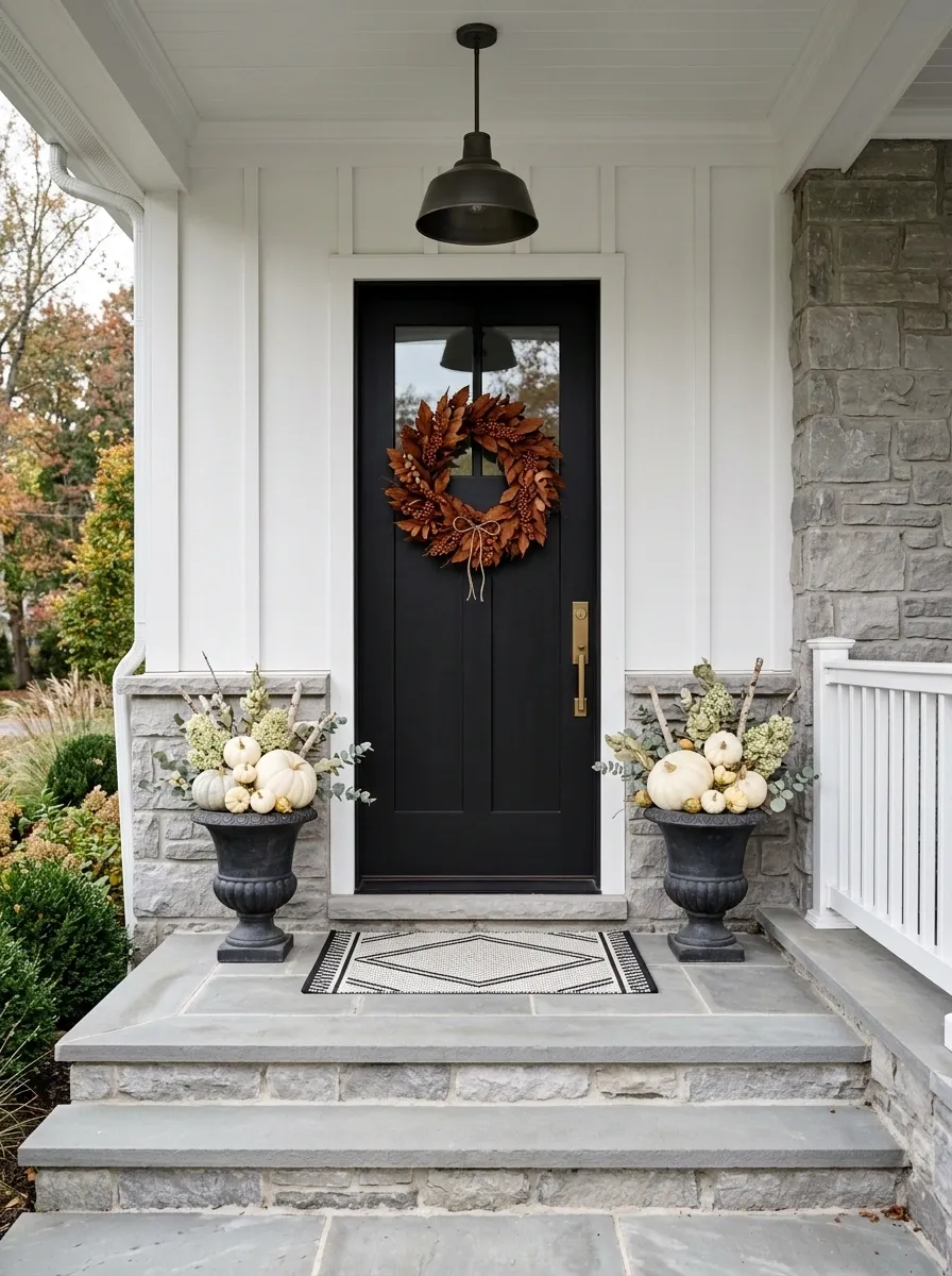 Black-and-White Fall Entry With One Rust Accent